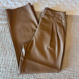 House of Harlow 1960 Vegan Leather Front Pleat Straight Leg Trouser Pant Size 10